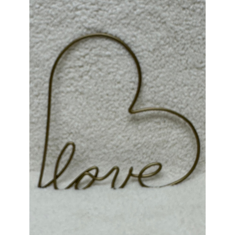 Metal Wire Wall Art Gold Heart Love Script Minimalist Decor Unbranded